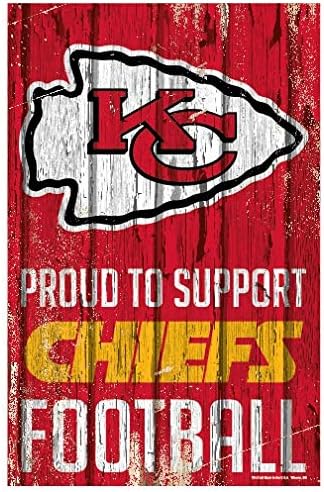 NFL Kansas City Chiefs SignWood Büszke Támogatása, Design, Csapat Színe, 11x17