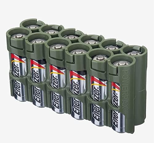 Storacell 12AAMG által Powerpax AA Elem Caddy, Katonai Zöld, 12 Tartja Akkumulátorok