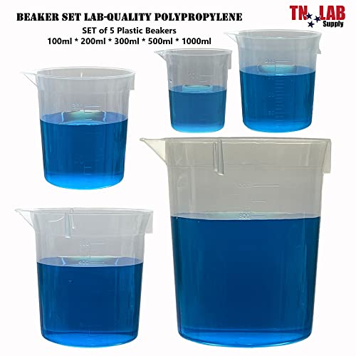 Főzőpohárba Meghatározott Labor Minőségű Polipropilén Műanyag Készlet 4 Pohár (100-200-300-500)