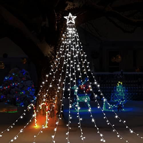 GIGALUMI Karácsonyi Díszek Kültéri, 344 LED-Vízesés Karácsonyi Fények a Kertben, karácsonyfa Topper Fények, Csillag String
