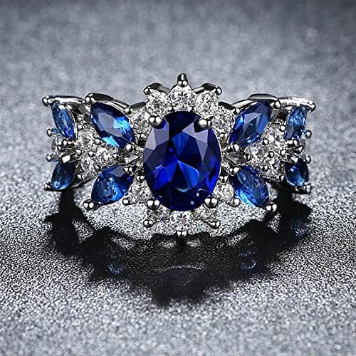 2023 Új Bevonatú Réz Gyűrűk Gyűrű Ajándék Évfordulóra Ékszerek Női Cirkon Divat Gyűrű Gyűrű Ékszer (Kék, M)