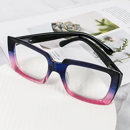 prtcslwd Tér Olvasó Szemüveg, a Nők 3 Csomag Oprah Stílus Túlméretes Kék Fény Blokkoló Szemüveg (Fekete/Gradiens Kék/Világos,