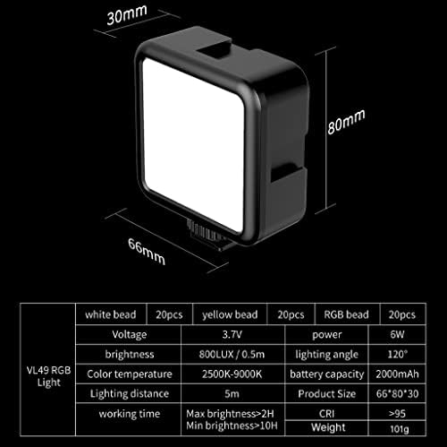 HOUKAI RGB Színes LED Videó Fény 2500K-9000K 800LUX Mágneses Mini Fényt Kiterjesztése 3 Hideg Cipő 2000mAh Típus-c Port (Szín